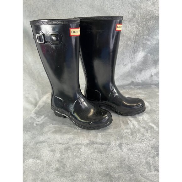 Hunter Boots Girl's size 2 Black Knee-High Rain Boots - Picture 1 of 11